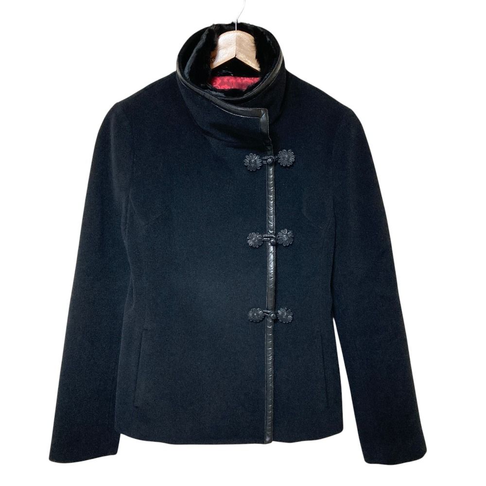 美品 VIVIENNE TAM ヴィヴィアンタム アンゴラウール チャイナジャケット サイズ1 ブラック レディース 古着 中古 USED