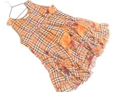 axes femme アクシーズファム 花柄 チェック チュニック ワンピース sizeM/茶 ■◇ レディース