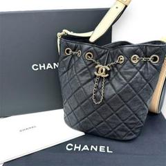 極美品★CHANEL キャビアスキン　マトラッセ★巾着　バケットショルダーバッグ