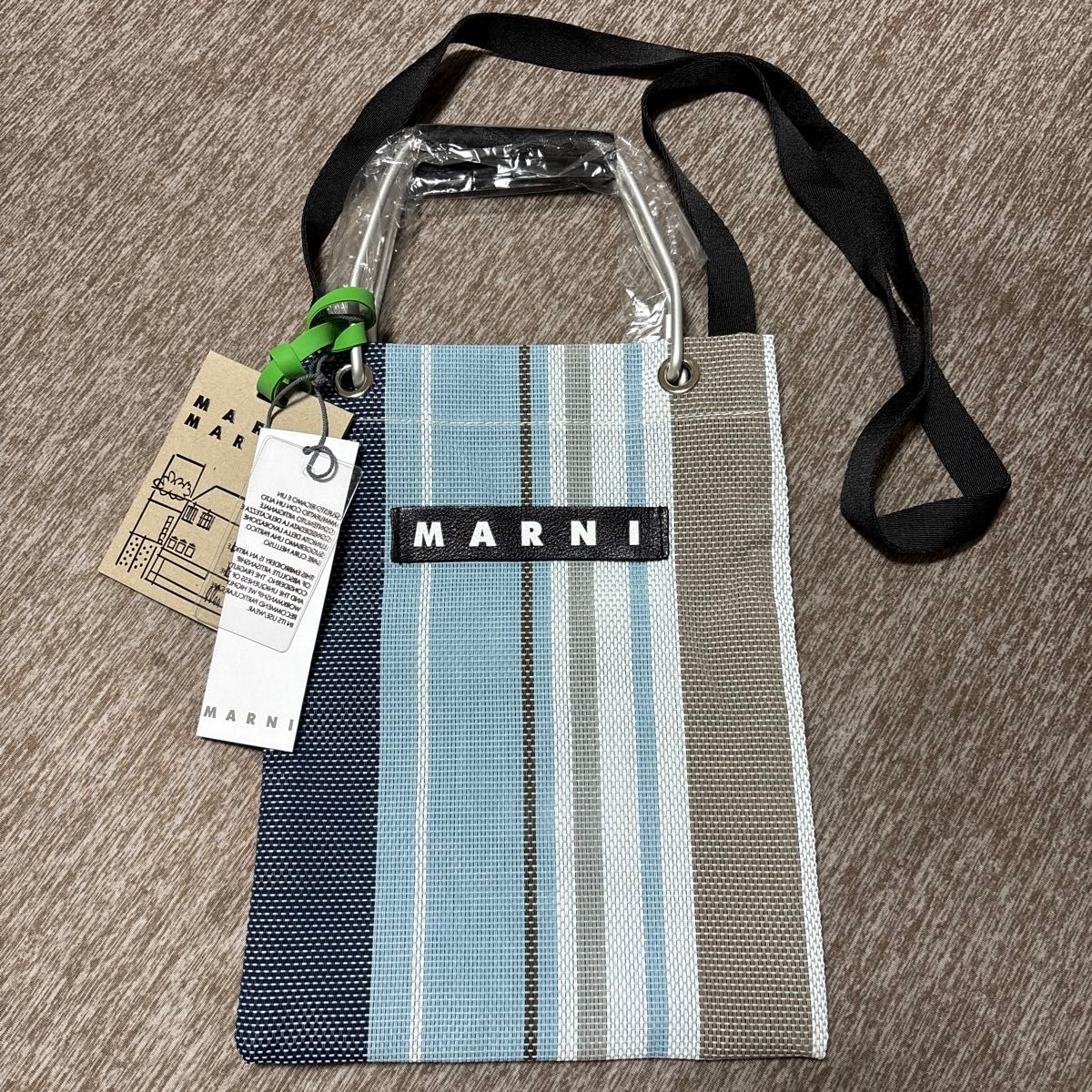 新品　訳あり　MARNI MARKET ミニショルダーバッグ ブルーストライプ