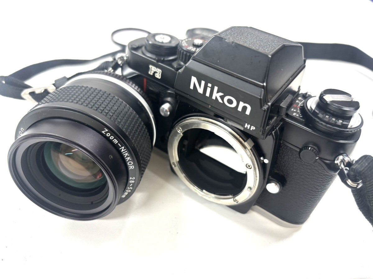 1円スタート Nikon ニコン カメラ F3 HP フィルム 一眼レフ zoom-NIKKOR 28-50mm 1:3.5 レンズ キャップ付き【K000303】