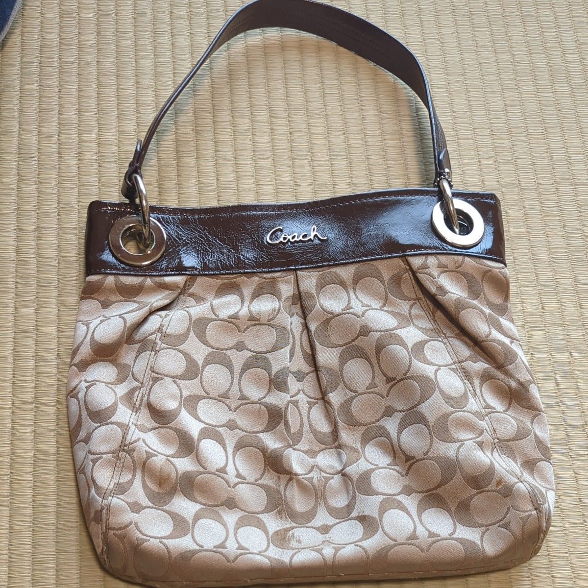 COACH コーチ シグネチャー ワンショルダーバッグ ハンドバッグ ベージュ系二手;物流保障;有些许损伤或污渍