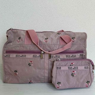 ELLE エル レディース ボストンバッグ マザーズバッグ くすみピンク 花柄