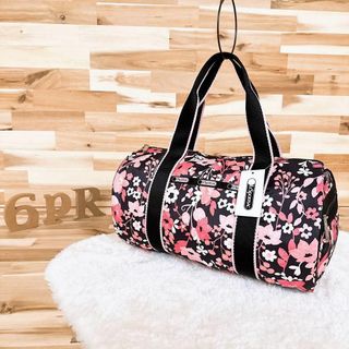 未使用【レスポートサック】花柄 ミニ ボストンバッグ トートバッグ ピンク×黒