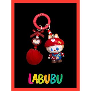 ★☆ LABUBU フィギュア　RED ポンポンチャーム　キーホルダー☆★
