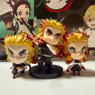 鬼滅の刃 煉獄杏寿郎 ちょこのせフィギュア マスコットキーホルダー３点セット