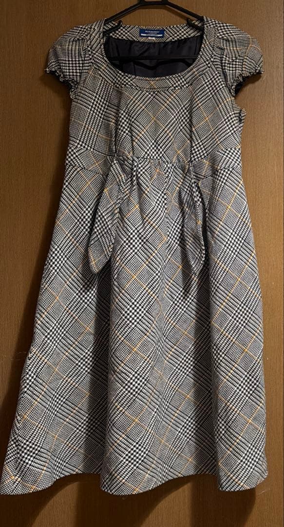 BURBERRY BLUELABEL ワンピース コットン グレンチェック38BURBERRY BLUE LABEL;未使用