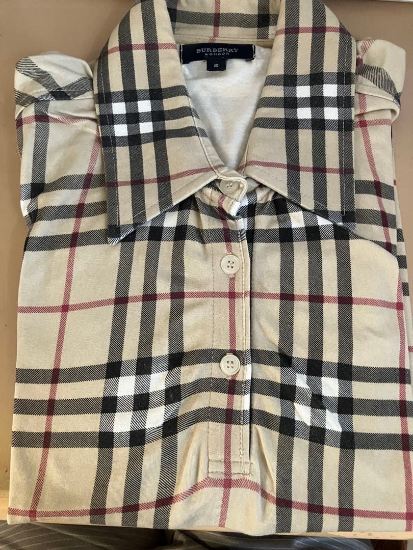 BURBERRY LONDON S バーバリー 半袖ブラウスM 9号　ポロシャツBURBERRY LONDON;没有明显的损伤或污渍