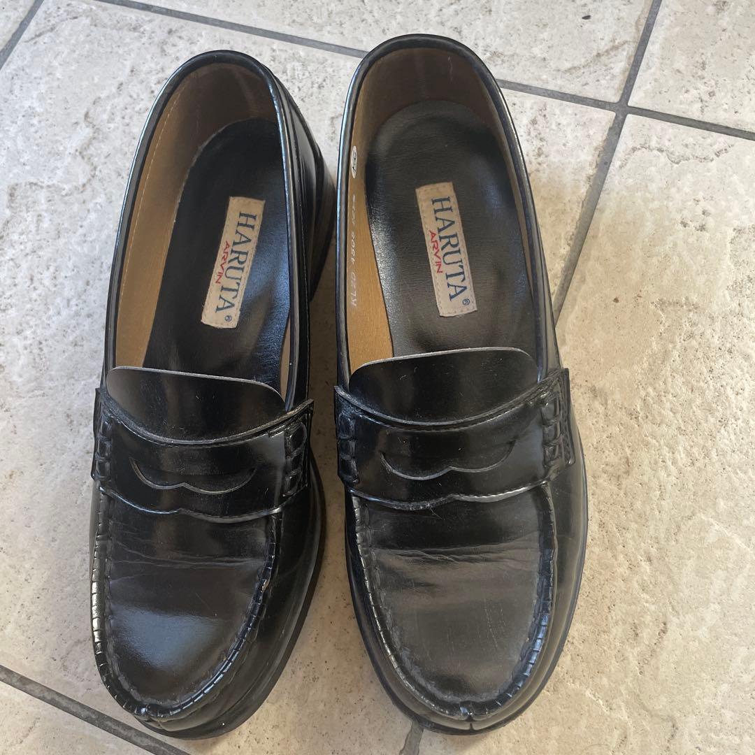 HARUTA ARVIN 黒 ローファー 22.5EEハルタ;有些许损伤或污渍