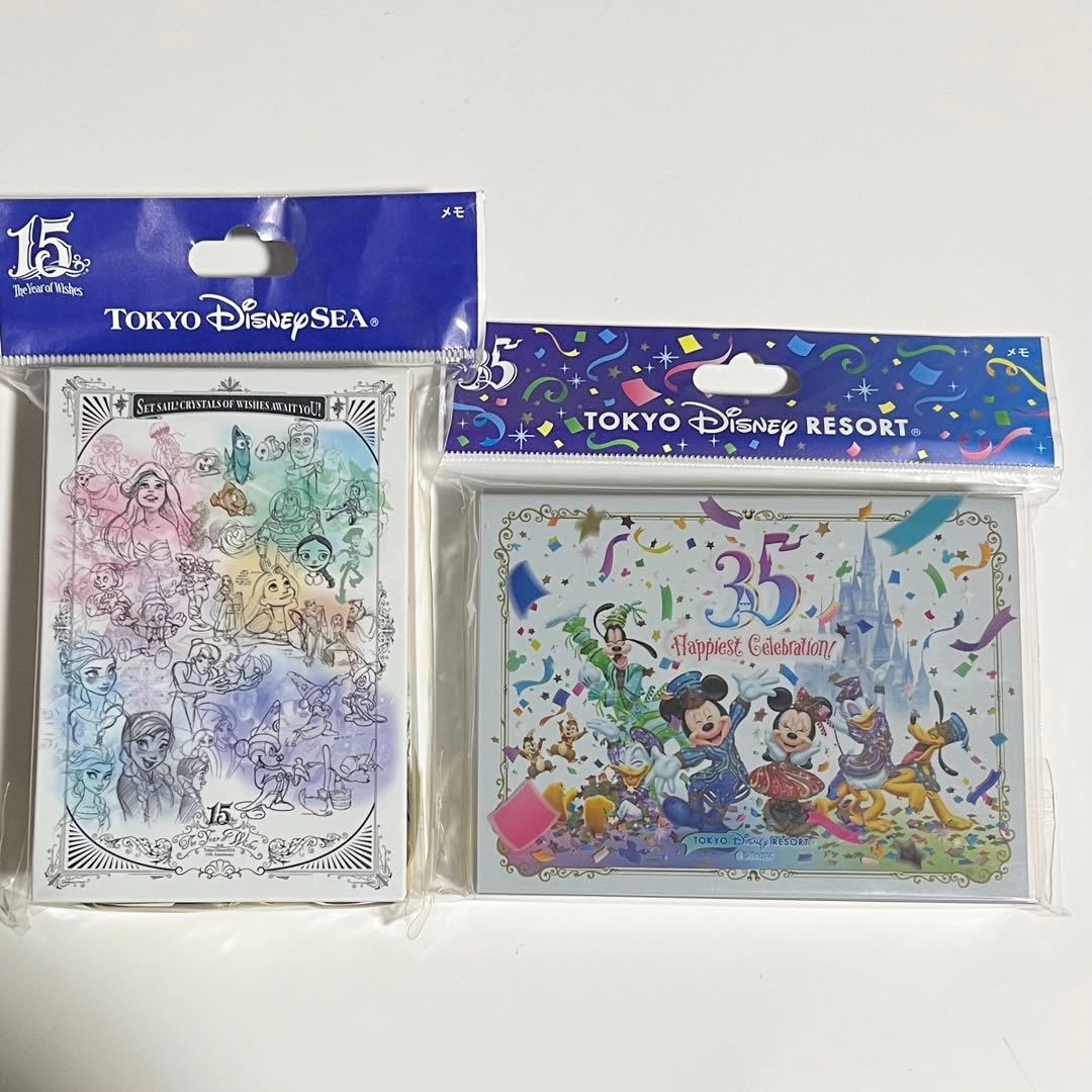 《新品》ディズニーランド35周年　ディズニーシー15周年　メモ帳　2点セット