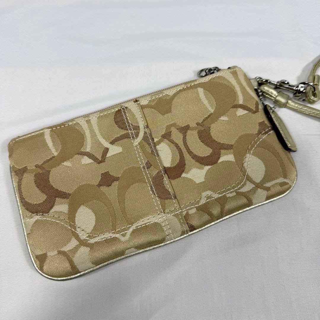 【美品】COACH シグネチャー アクセサリーポーチ リストレット ベージュCOACH;没有明显的损伤或污渍