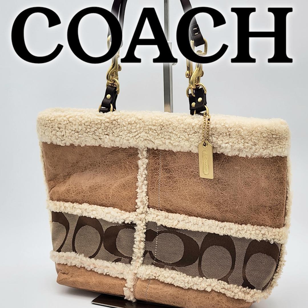 COACH コーチ トートバッグ シグネチャー ムートン 10393COACH;没有明显的损伤或污渍