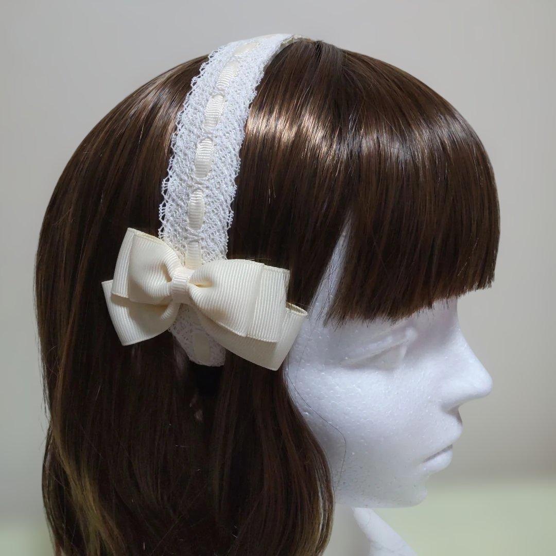 ハシゴレースのカチューシャ(アイボリー)　ハンドメイド未使用