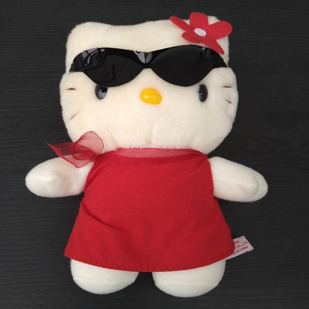 ハローキティ ぬいぐるみ 赤 サングラス　レトロ　サンリオ
