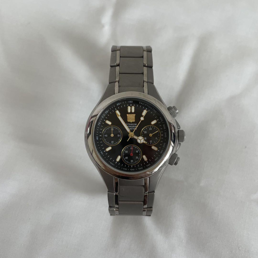 ELGIN 腕時計 チタン製 FK-1183-Q クロノグラフ ソーラーエルジン;有些许损伤或污渍