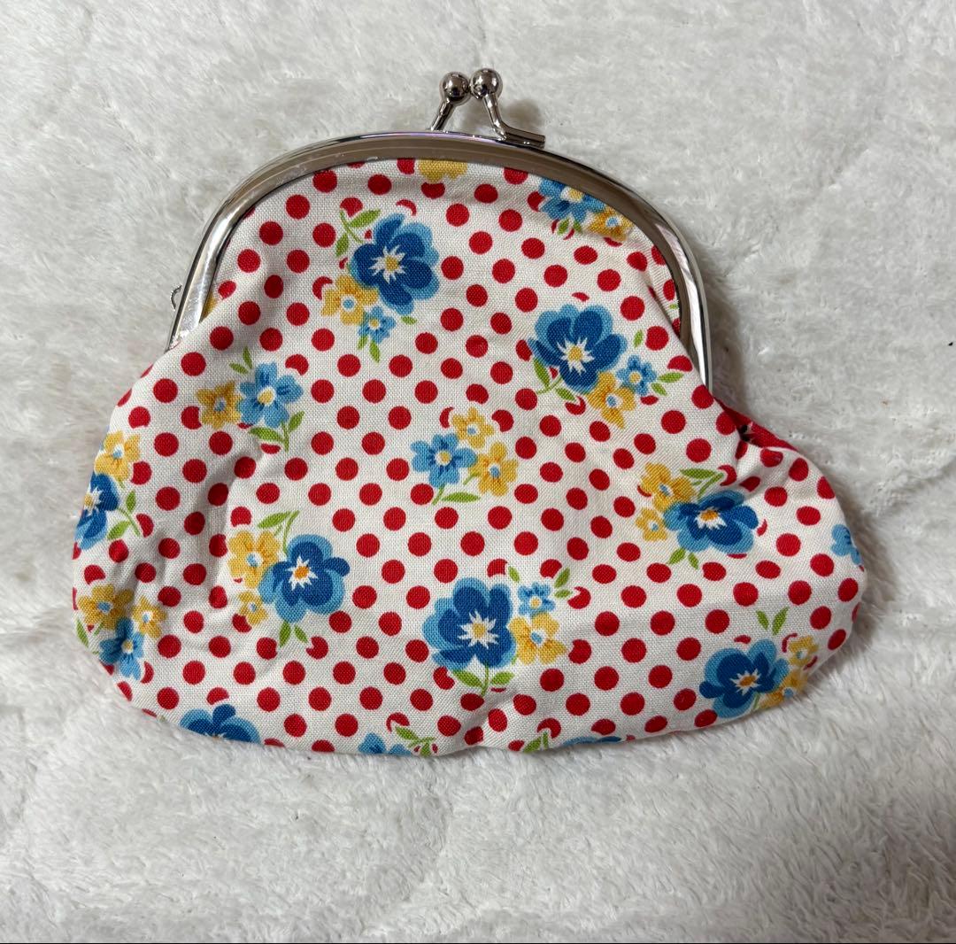 【新品】リバーシブル がま口 小銭入れ 花柄 ドット柄