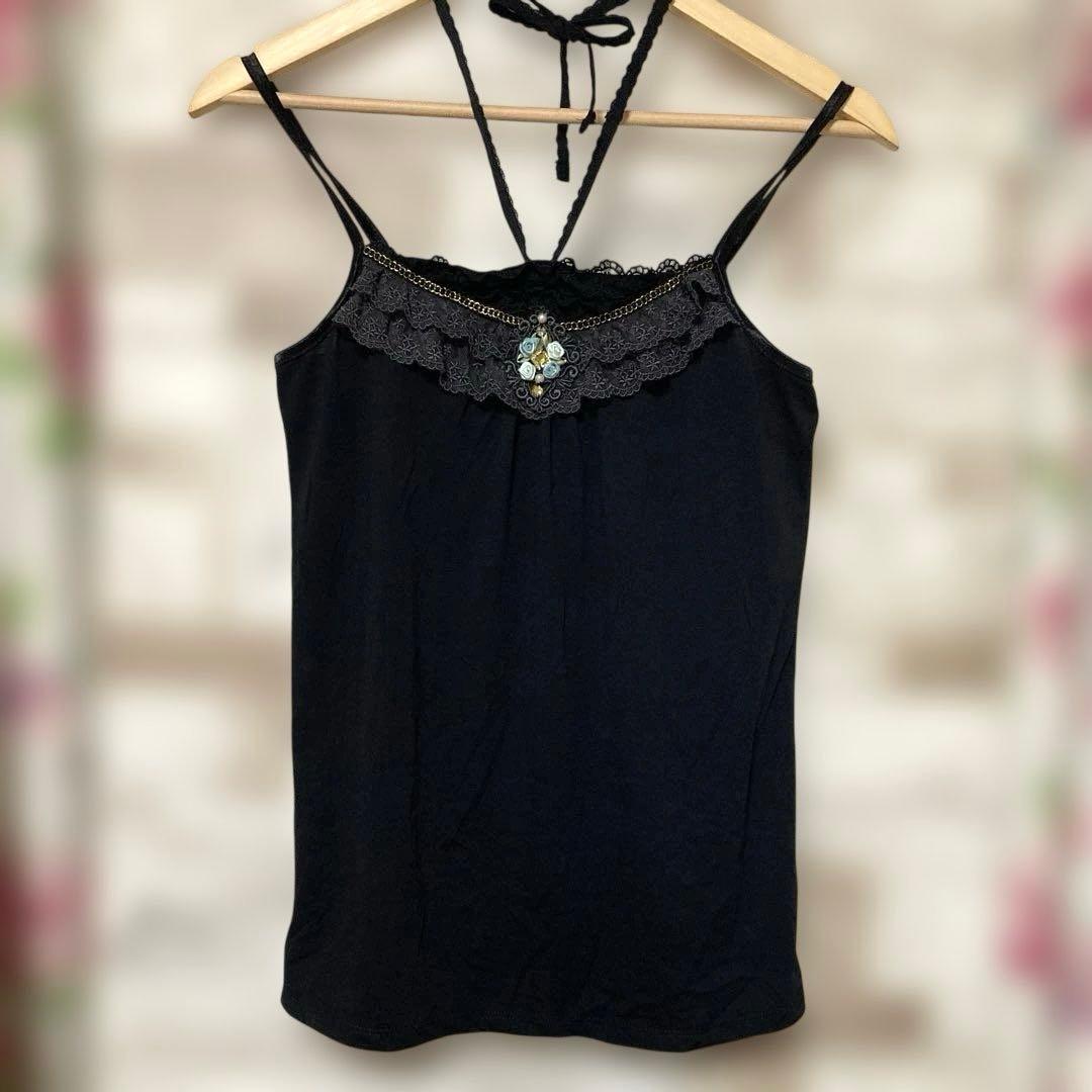 【axes femme /アクシーズファム】タンクトップキャミソール ブラックMaxes femme;接近未使用