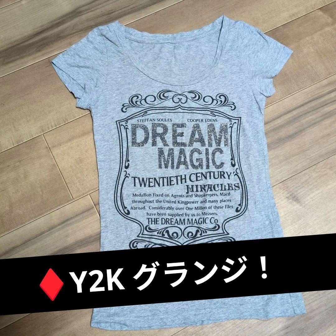 ♥y2k グランジ DREAM MAGIC グレー タイトピタT！
