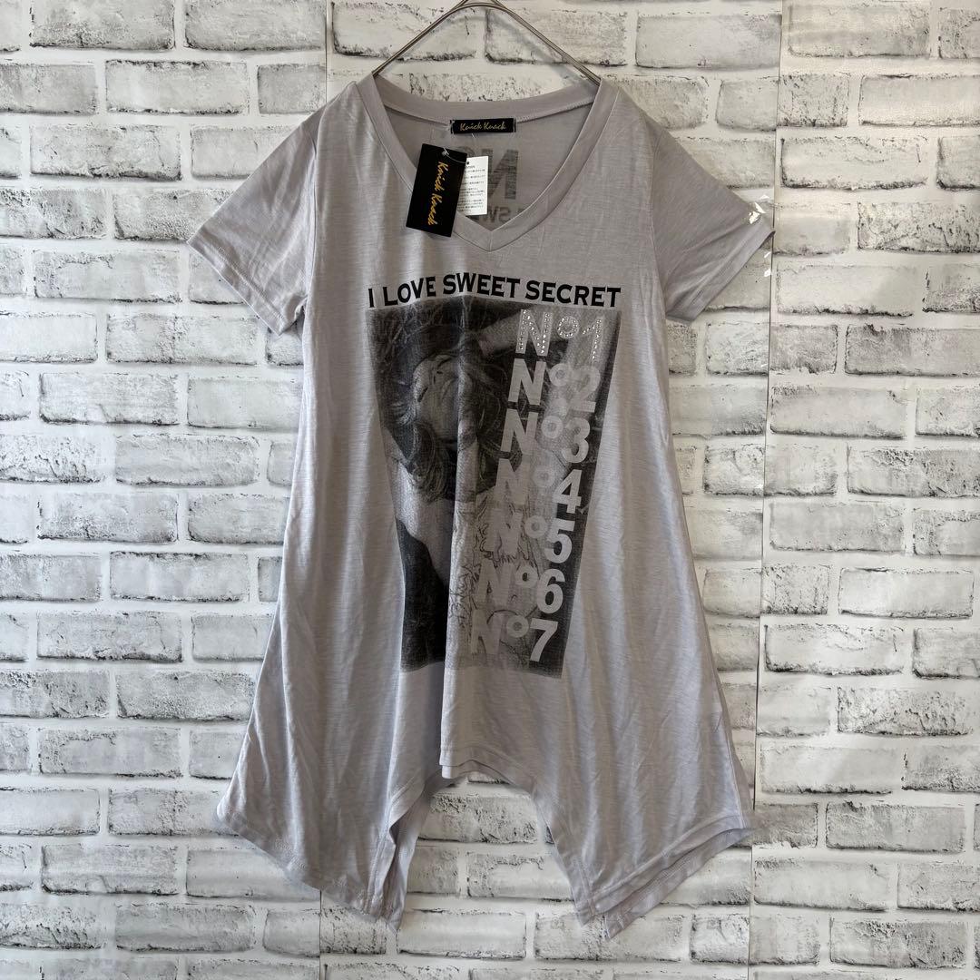 Knick Knock 変形デザイン チュニック Tシャツ M グレー 未使用