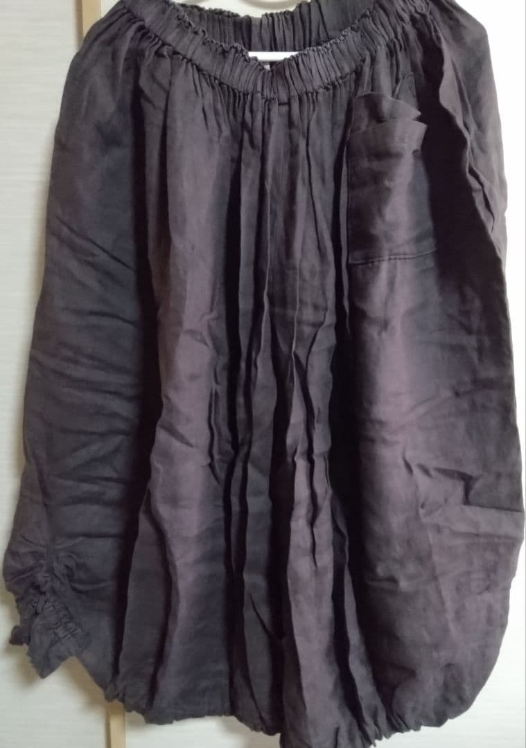 作家さん リネンぽってりぱんつ チャコールグレー 丈83センチ