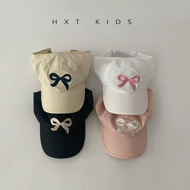 ハット 日除け付キッズ キャップ 帽子 子供 子ども 5歳 2歳 3歳 48cm 52cm 日よけ UV対策 紫外線対策 リボン 北欧 シンプル 韓国 かわいい キュート 調節 紐