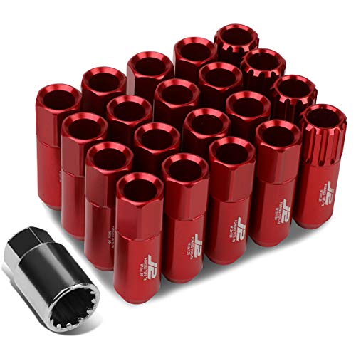 【中古】【未使用・未開封品】J2 Engineering 7075 アルミニウムレッド M12 x 1.5 16個 L: 60mm オープンエンドラグナット 4個ロック+キー付き