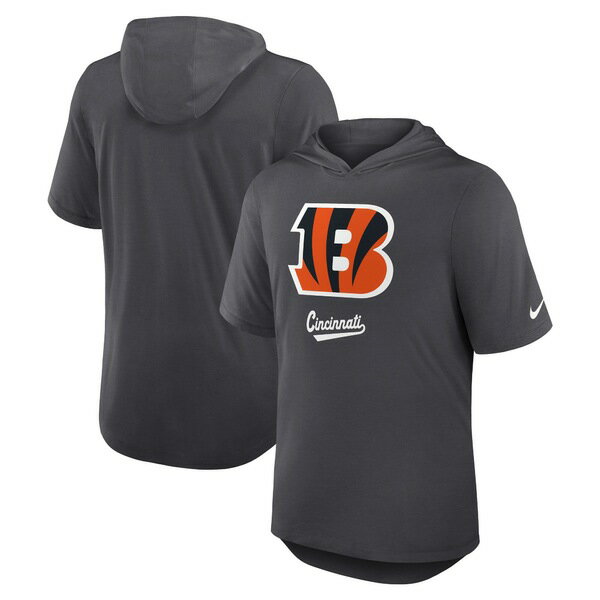 ナイキ メンズ Tシャツ トップス Cincinnati Bengals Nike TriBlend Performance Hoodie TShirt Anthracite