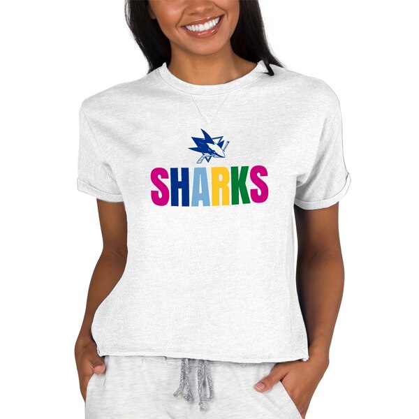 コンセプトスポーツ レディース Tシャツ トップス San Jose Sharks Concepts Sport Women's TriBlend Mainstream Terry Short Sleeve Sweatshirt Top Oatmeal