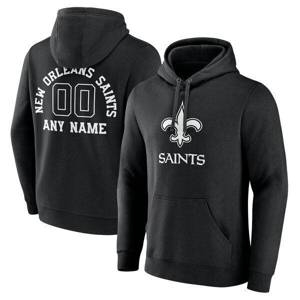 ファナティクス メンズ パーカー・スウェットシャツ アウター New Orleans Saints Personalized Name & Number Pullover Hoodie Black