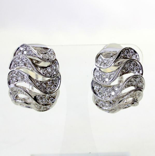 【中古】　18金WG　ダイヤ　0.88ct　ピアス兼イヤリング