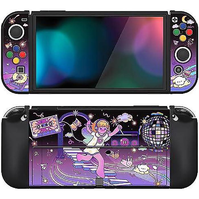 PlayVital ZealProtect ゼラプロテクトソフト Nintendo Switch(ニンテンドースイッチ) OLED用保護ケース「ダンシングノーツ」 ジョイコングリップカバー サムグリップ & ABXY方向ボタンキャップ付き夏休みセール