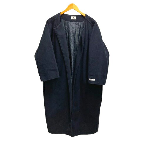【中古】アビトーキョー ABITOKYO コート ボタンレス ロング丈 裏キルティング 無地 F 紺 ネイビー レディース 【ベクトル 古着】 240502