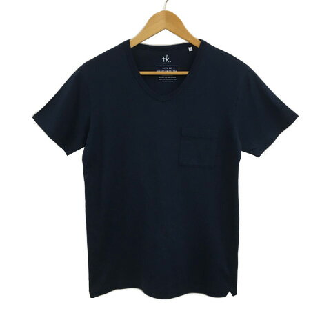 【中古】タケオキクチ TAKEO KIKUCHI tk.Tシャツ カットソー プルオーバー Vネック 無地 半袖 L 紺 ネイビー メンズ 【ベクトル 古着】 240730