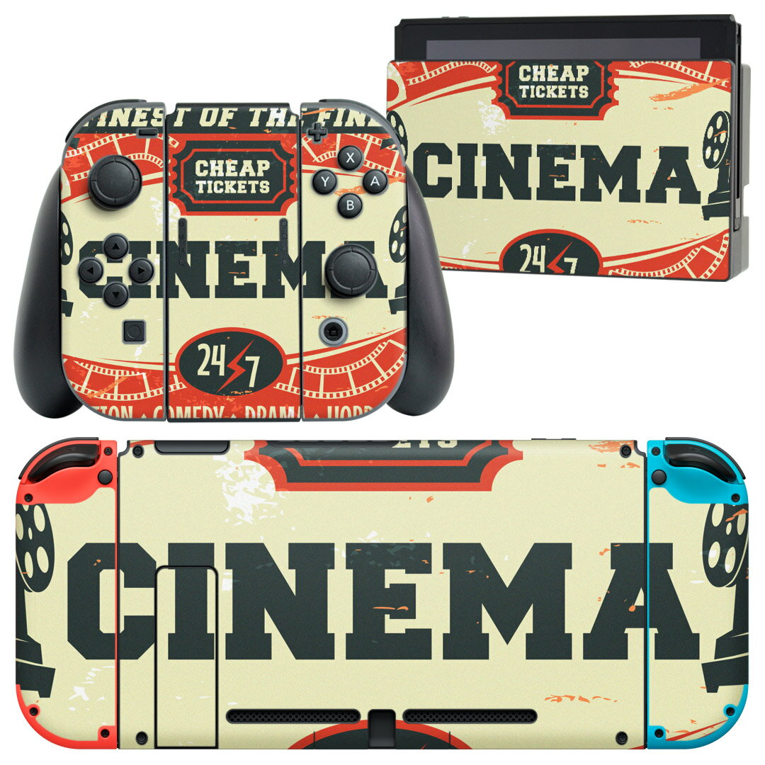 igsticker Nintendo Switch 用 デザインスキンシール 任天堂 ニンテンドー スイッチ 専用 本体ドック Joy-Con Joycon ジョイコン 専用 ゲーム機 カバー アクセサリー フィルム ステッカー 010295 英語　ポスター　赤