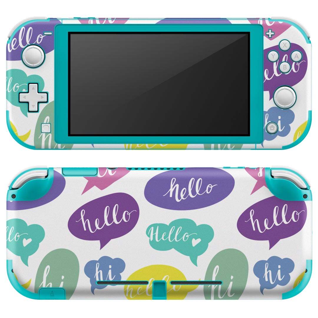 igsticker Nintendo Switch Lite 専用 デザインスキンシール 全面 ニンテンドー スイッチ ライト 専用 ゲーム機 カバー アクセサリー フィルム ステッカー エアフリー 011395 英語　あいさつ　パステル