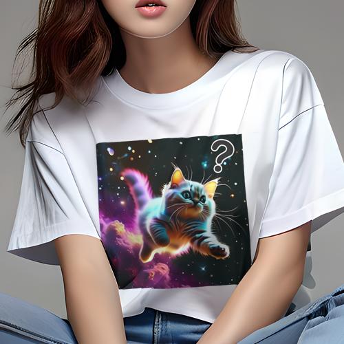 Tシャツ レディース 犬ファン 半袖 春夏 プリント カジュアル かわいい 人間用 フィットネス 猫 宇宙 星 夜空 不思議