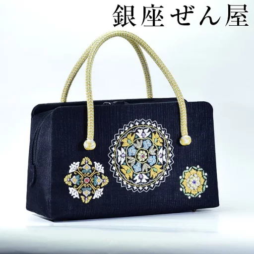 ビーズ本手刺繍ボストン型バッグ 華文【 礼装用バッグ 訪問着用バッグ 和装バッグ 】みそのバッグ 利休バッグ 女性 レディース 草履 フォーマル セミフォーマル バッグセット 礼装 留袖 黒留 振袖 成人式 訪問着 着物 バッグ プレゼント 結婚式 【銀座 ぜん屋】