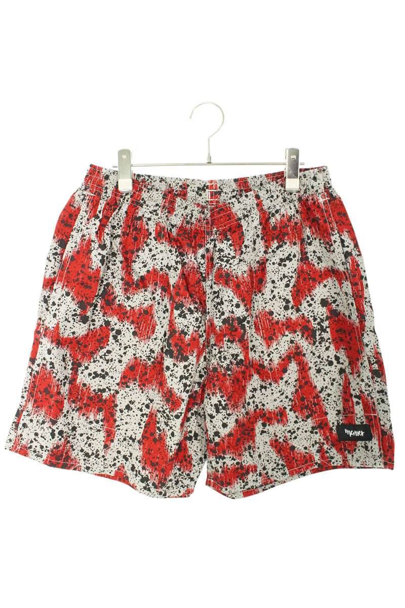 マシス MASSES　サイズ:XL SHORTS SPLASH スプラッシュ総柄ハーフパンツ(グレー×レッド)【314052】【BS99】【メンズ】【中古】【準新入荷】bb78#rinkan*A