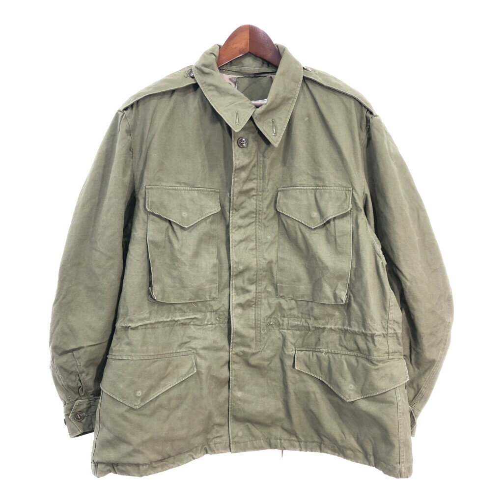 ~60年代 米軍実物 U.S.ARMY M-51 フィールドジャケット ヴィンテージ ミリタリー オリーブ (メンズ LARGE SHORT) 中古 古着 S4895