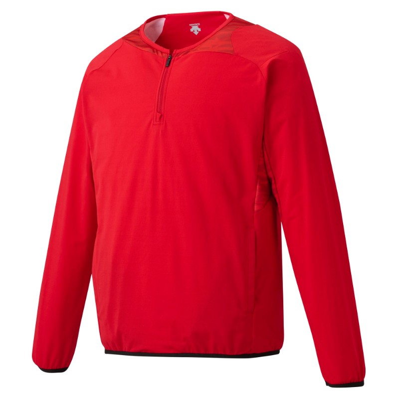 【DESCENTE/デサント】野球 長袖ハイブリッドジャケット ジャージ・クロス / DBX-3606LC / RED (レッド) / Oサイズ [▲][ZX]