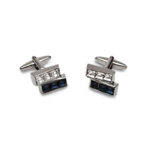 【送料無料】メンズアクセサリ—　バーカフリンクスtwo bar blue crystals cufflinks