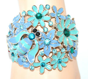 【送料無料】アクセサリー　ネックレスアルジェントアッズーロbracciale donna rigido argento azzurro celeste turchese floreale cristalli nva