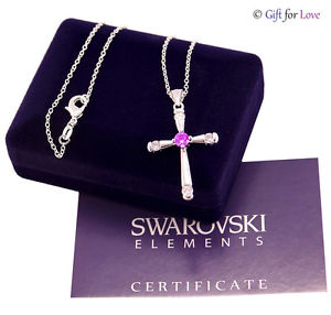 【送料無料】アクセサリー　ネックレスアルジェントスワロフスキーエレメントcollana argento swarovski elements originale cristalli croce crocifisso rosario