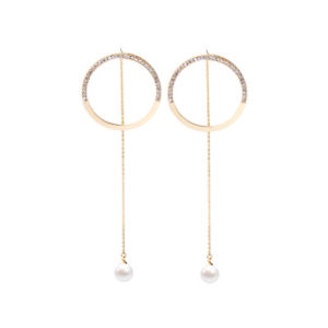 【送料無料】アクセサリー　ネックレス　イヤリングピンクリスタルリングワイヤーパールorecchini a perno anello cristallo filo lungo perla lungo semplice aa24