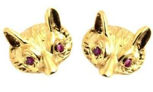 【送料無料】ネックレス　ルビーフォックスヘッド9ctfox head 9ct gold studs with ruby eyes hand crafted
