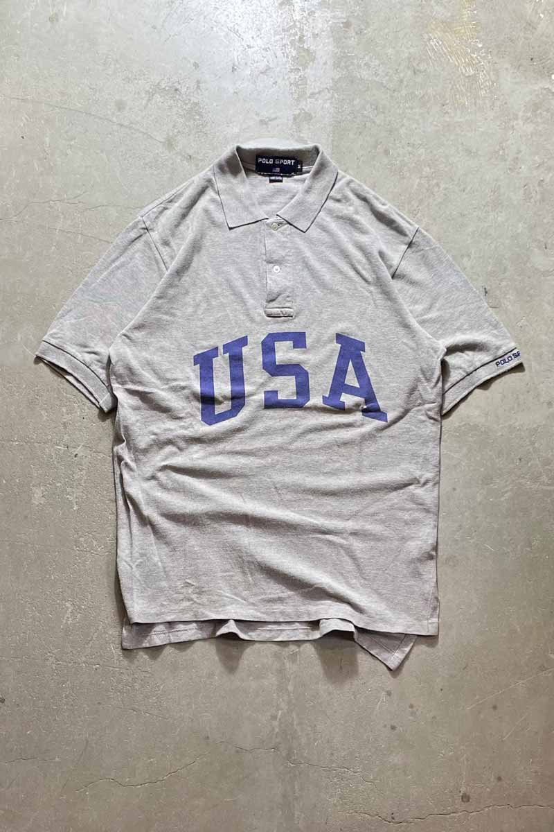 【中古】POLO SPORT (ポロ スポーツ) MADE IN USA 90'S COTTON POLO SHIRT USA製 90年代 コットン ポロ シャツ GRAY [SIZE: M USED]