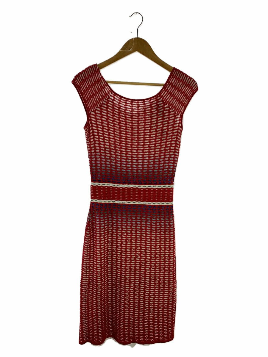 【中古】MISSONI◆ノースリーブワンピース/38/レーヨン/RED//【レディースウェア】