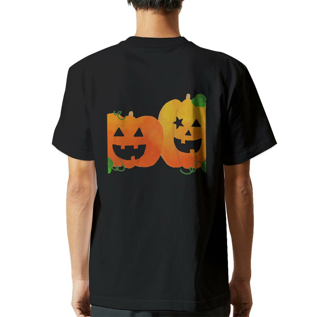 tシャツ メンズ 半袖 バックプリント ブラック デザイン XS S M L XL 2XL ティーシャツ T shirt 012741 ハロウィン　かぼちゃ　おばけ