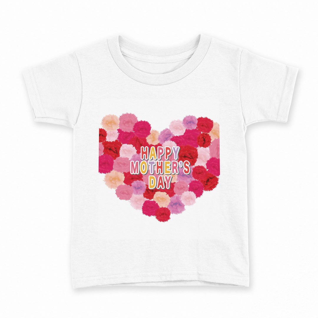 tシャツ キッズ 半袖 白地 デザイン 140 サイズ Tシャツ ティーシャツ T shirt 015311 母の日　バラ　花　母　カーネーション