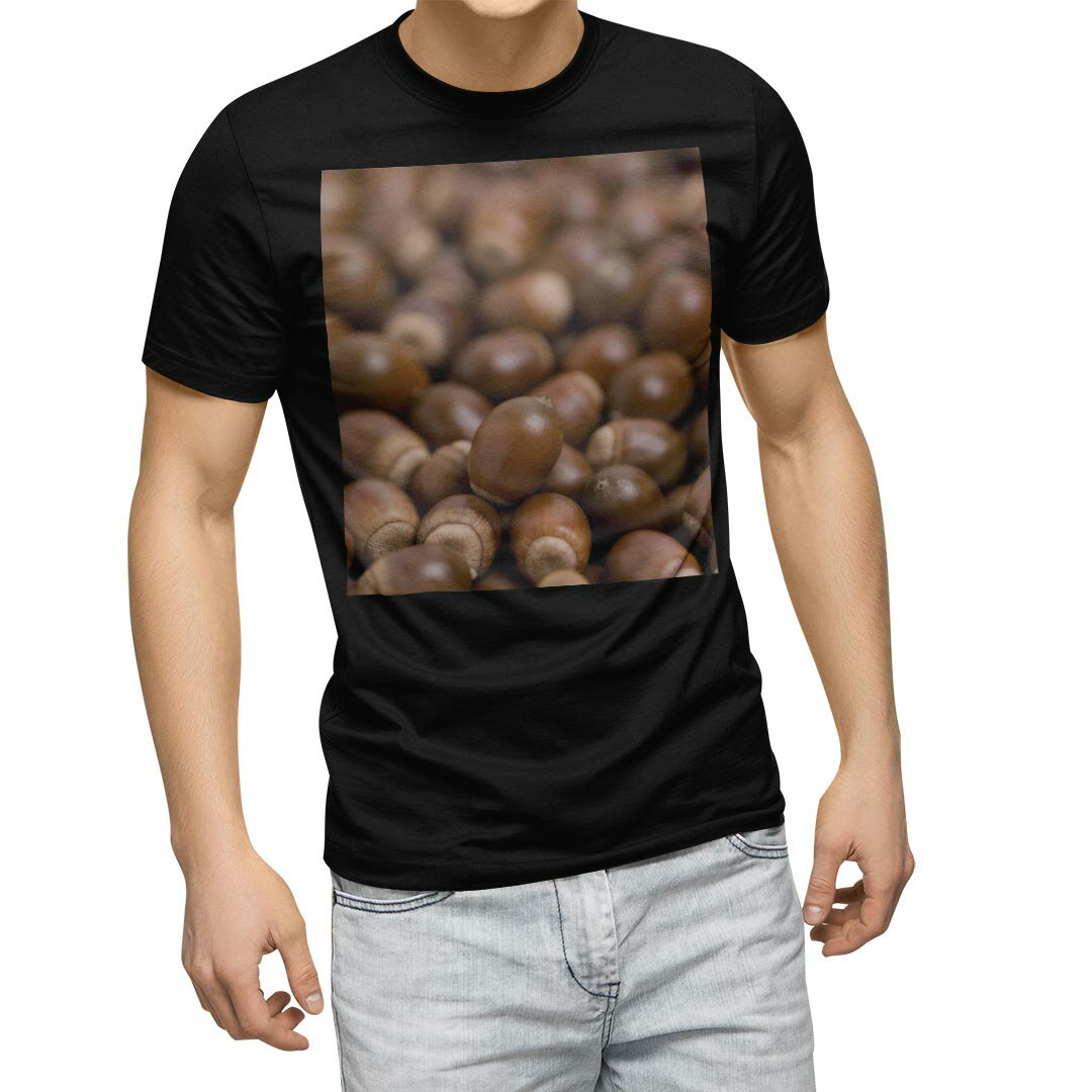 tシャツ メンズ 半袖 ブラック デザイン XS S M L XL 2XL Tシャツ ティーシャツ T shirt　黒 006194 その他 写真　どんぐり